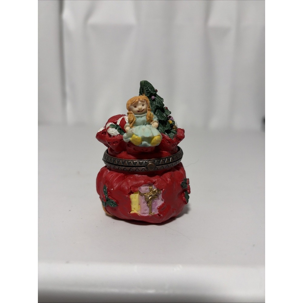 Santa’s Toy Sack Hinged Trinket Box Christmas Holiday Decor Multicolor